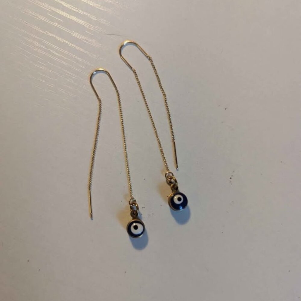 Navy and Gold Evil Eye Earrings